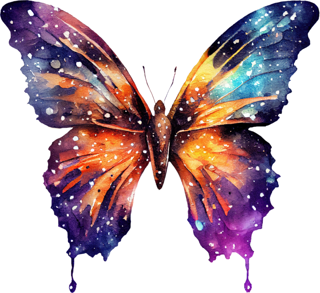 Cosmic Butterfly Watercolor Illustration